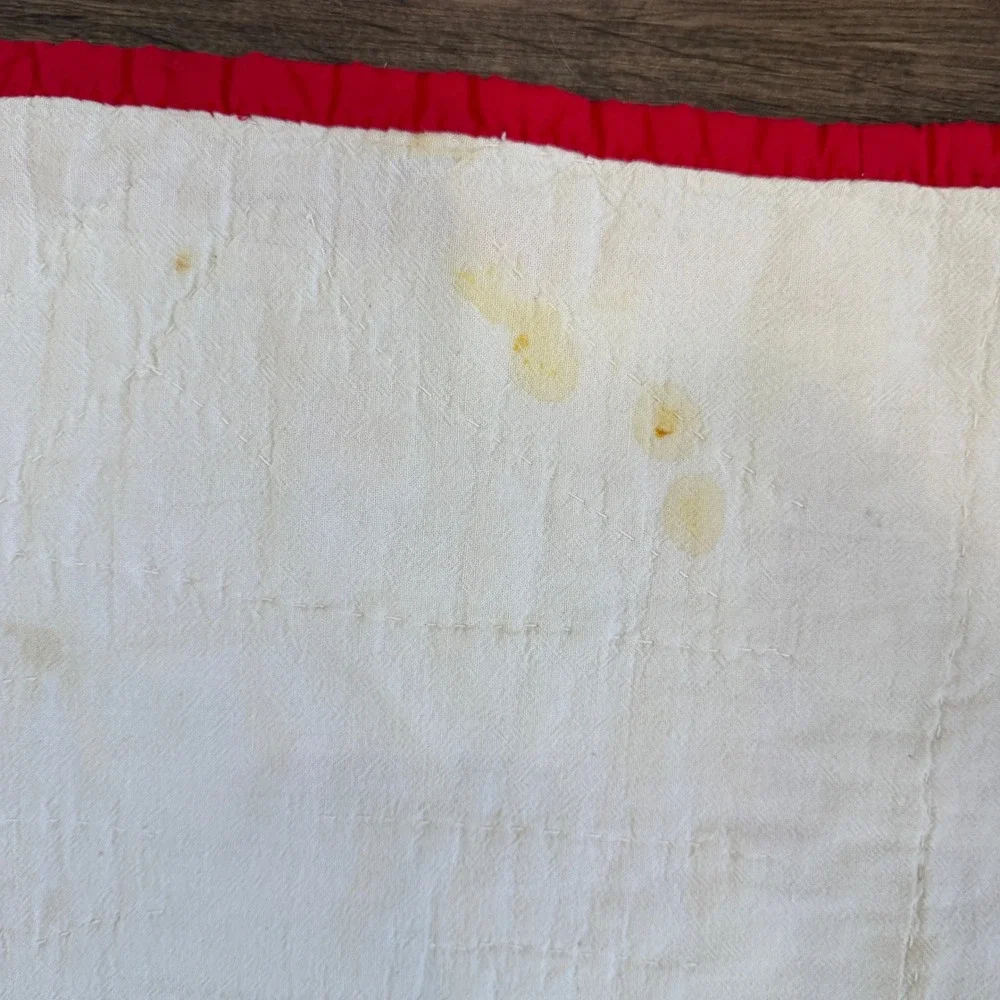 Quilt Sunbonnet Sue Applique Vintage 1972 Handmade 50.5x70  Folk Art Red White